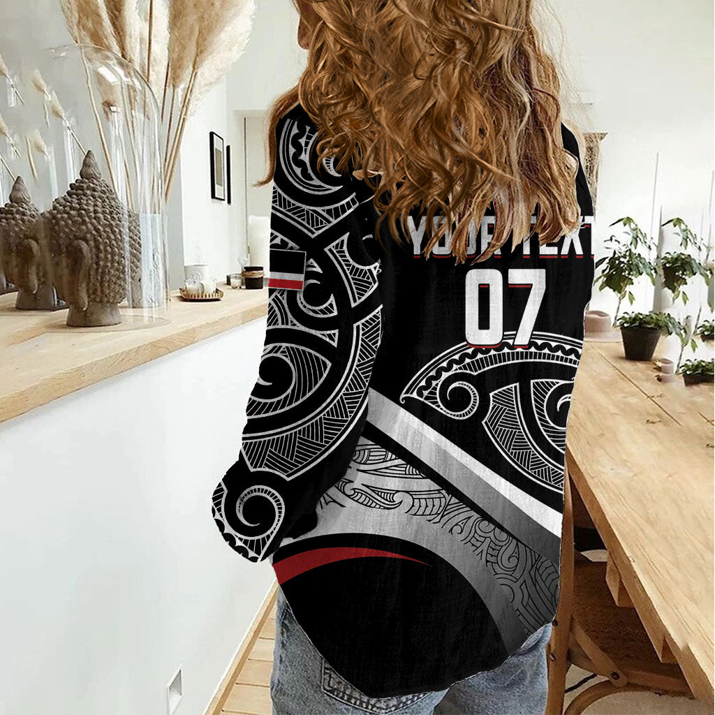 Aotearoa Maori Rugby Custom Women Casual Shirt Kapa O Pango LT7 - Polynesian Pride