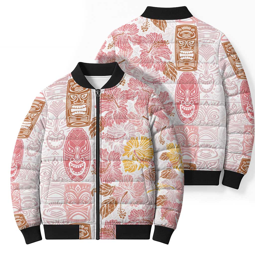Christmas Aloha Hawaii Tiki Bomber Puffer Jacket Hibiscus Spring Colors - Polynesian Pride