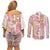 Christmas Aloha Hawaii Tiki Couples Matching Off Shoulder Short Dress and Long Sleeve Button Shirt Hibiscus Spring Colors - Polynesian Pride