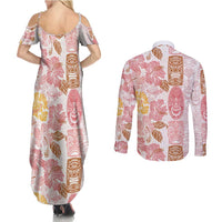 Christmas Aloha Hawaii Tiki Couples Matching Summer Maxi Dress and Long Sleeve Button Shirt Hibiscus Spring Colors - Polynesian Pride