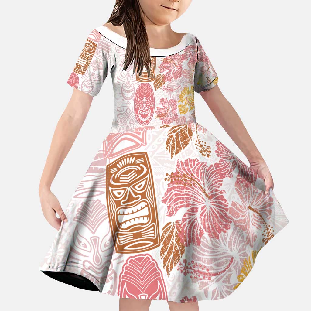 Christmas Aloha Hawaii Tiki Family Matching Long Sleeve Bodycon Dress and Hawaiian Shirt Hibiscus Spring Colors - Polynesian Pride