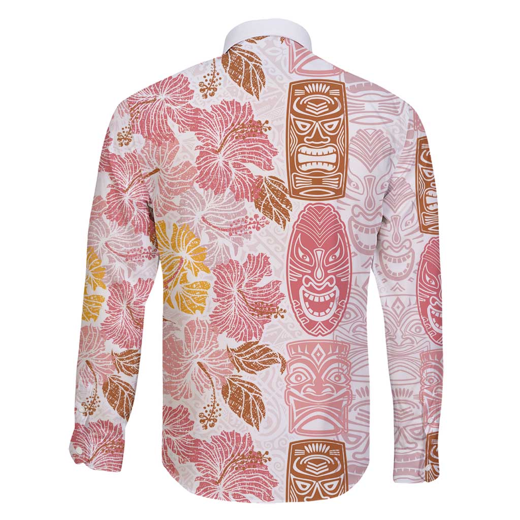 Christmas Aloha Hawaii Tiki Family Matching Long Sleeve Bodycon Dress and Hawaiian Shirt Hibiscus Spring Colors - Polynesian Pride