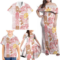 Christmas Aloha Hawaii Tiki Family Matching Off Shoulder Maxi Dress and Hawaiian Shirt Hibiscus Spring Colors - Polynesian Pride