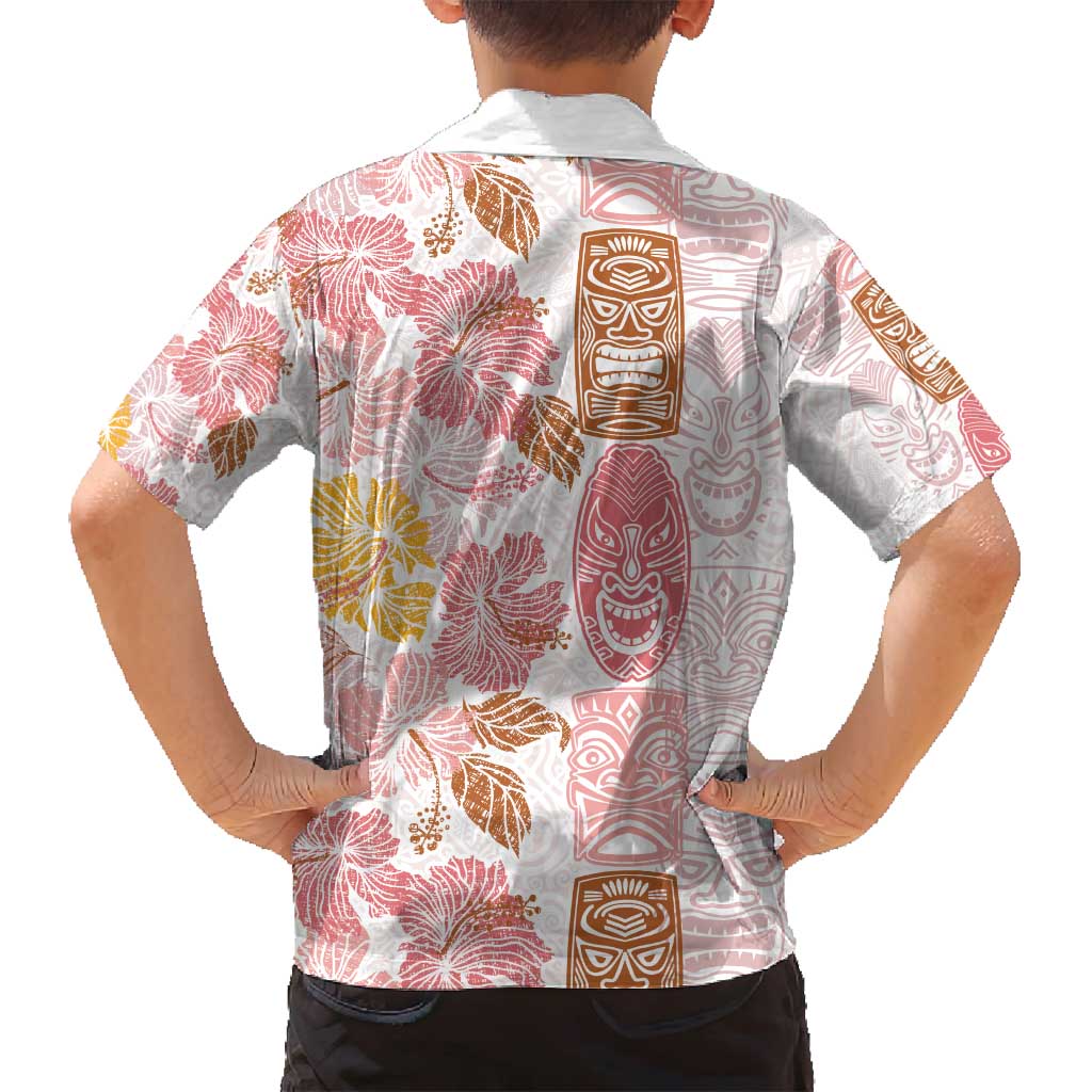 Christmas Aloha Hawaii Tiki Family Matching Off Shoulder Short Dress and Hawaiian Shirt Hibiscus Spring Colors - Polynesian Pride