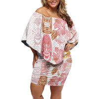 Christmas Aloha Hawaii Tiki Family Matching Off Shoulder Short Dress and Hawaiian Shirt Hibiscus Spring Colors - Polynesian Pride