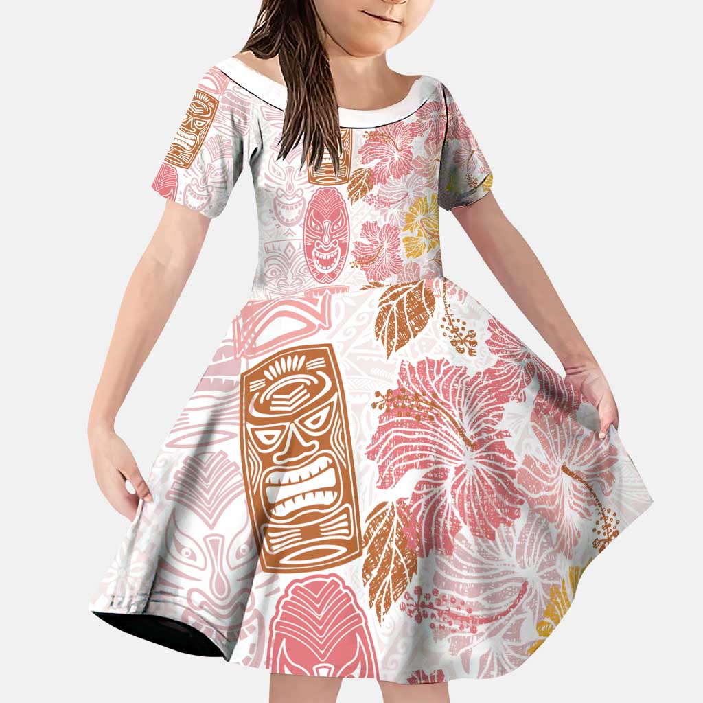 Christmas Aloha Hawaii Tiki Family Matching Puletasi and Hawaiian Shirt Hibiscus Spring Colors - Polynesian Pride