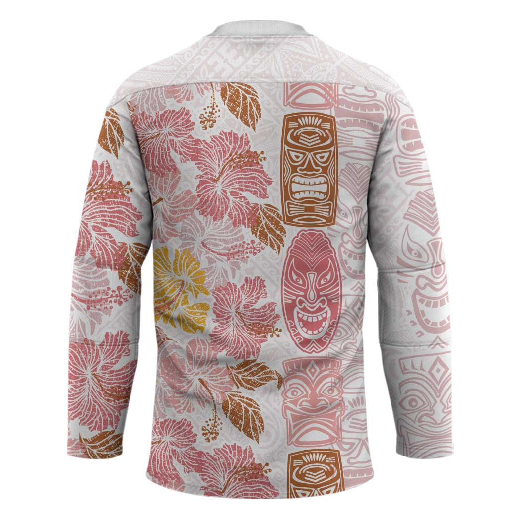 Christmas Aloha Hawaii Tiki Hockey Jersey Hibiscus Spring Colors - Polynesian Pride