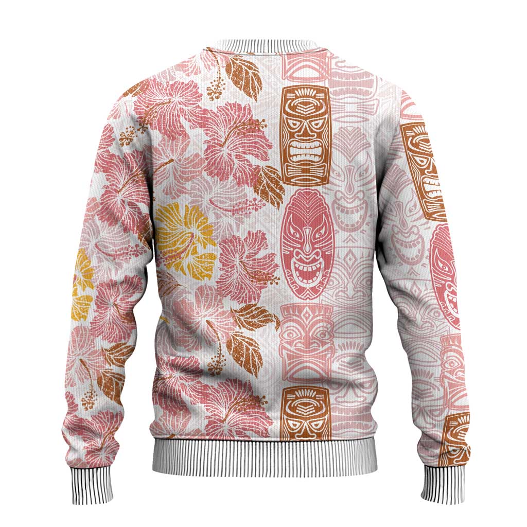 Christmas Aloha Hawaii Tiki Ugly Christmas Sweater Hibiscus Spring Colors - Polynesian Pride