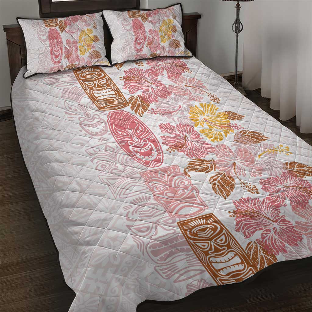 Christmas Aloha Hawaii Tiki Quilt Bed Set Hibiscus Spring Colors - Polynesian Pride