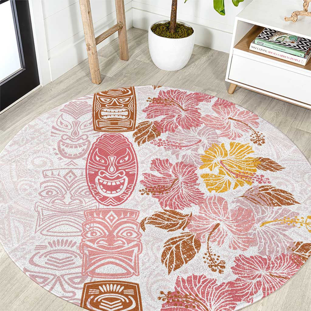 Christmas Aloha Hawaii Tiki Round Carpet Hibiscus Spring Colors - Polynesian Pride