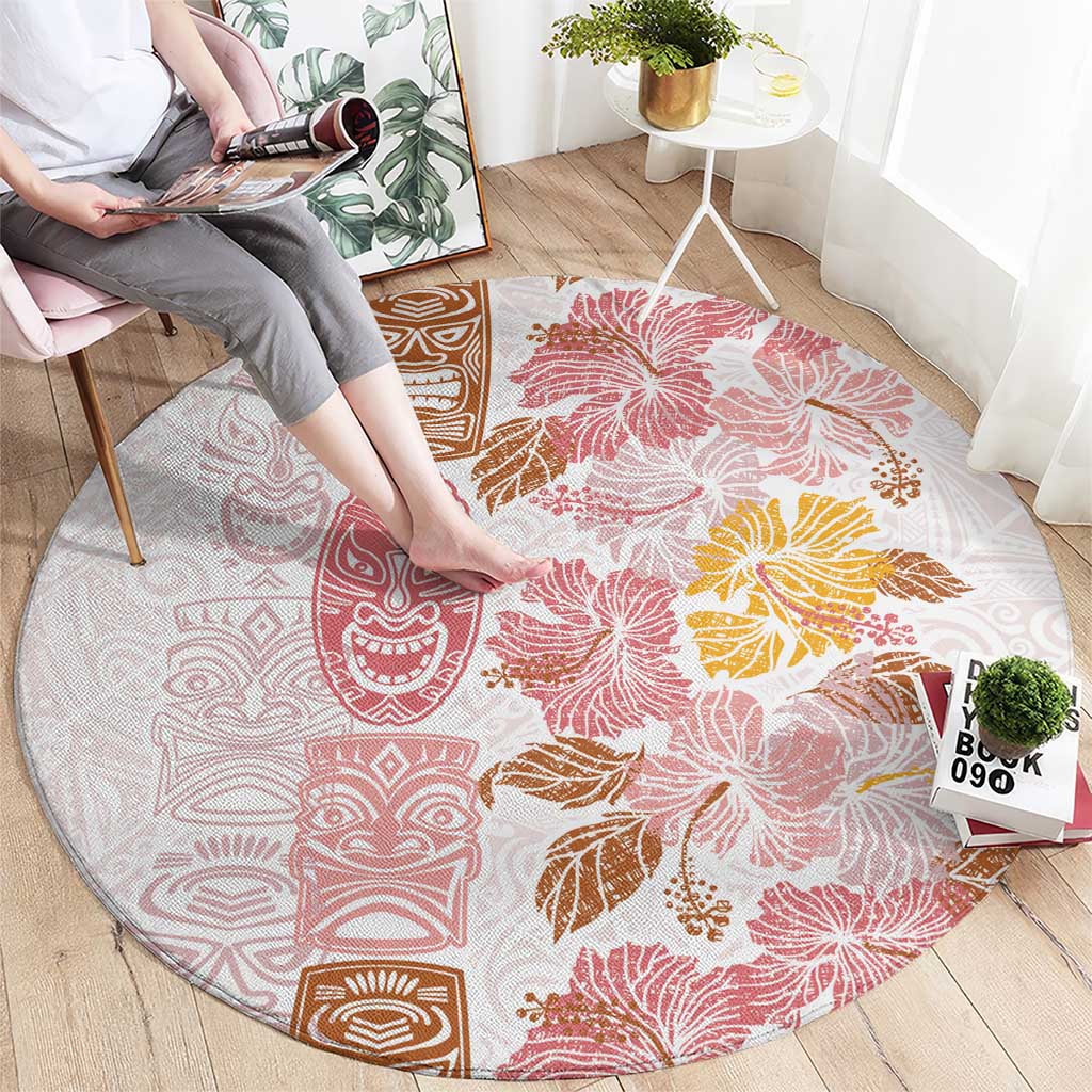 Christmas Aloha Hawaii Tiki Round Carpet Hibiscus Spring Colors - Polynesian Pride
