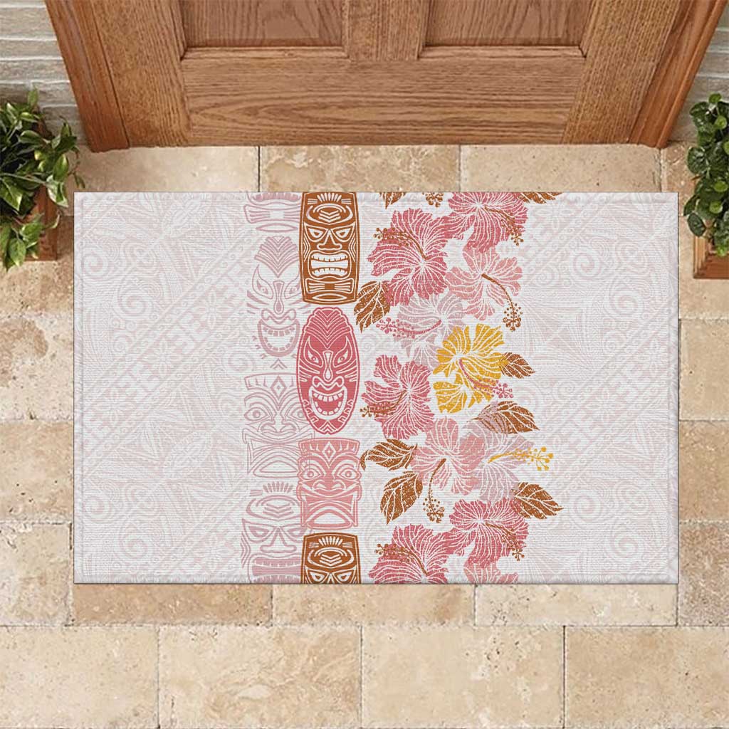 Christmas Aloha Hawaii Tiki Rubber Doormat Hibiscus Spring Colors - Polynesian Pride