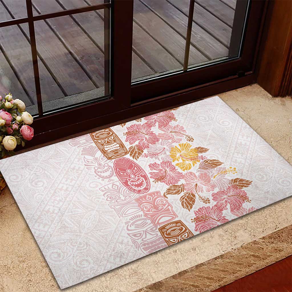 Christmas Aloha Hawaii Tiki Rubber Doormat Hibiscus Spring Colors - Polynesian Pride