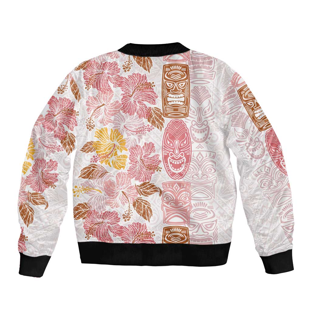 Christmas Aloha Hawaii Tiki Sleeve Zip Bomber Jacket Hibiscus Spring Colors - Polynesian Pride