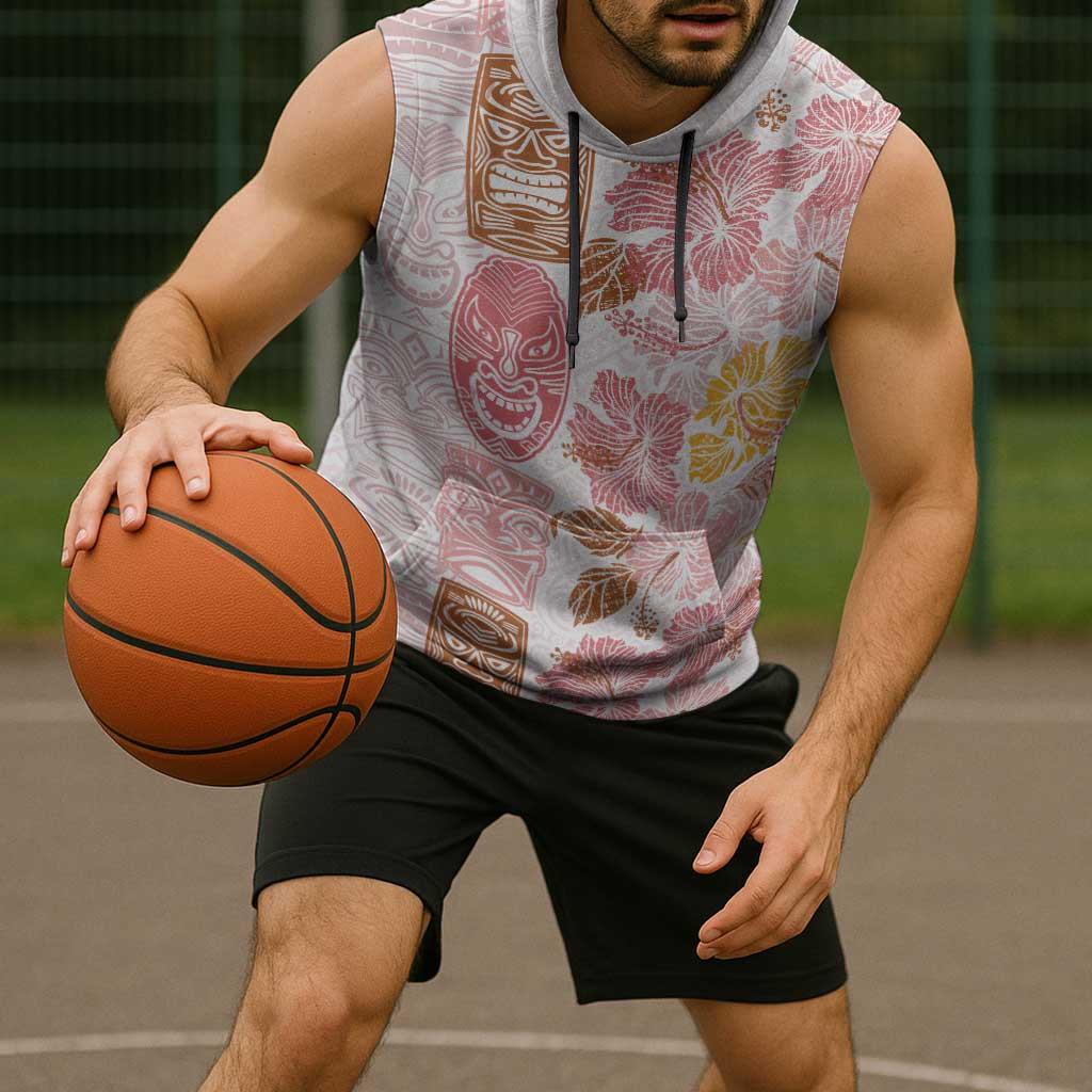 Christmas Aloha Hawaii Tiki Sleeveless Hoodie Hibiscus Spring Colors - Polynesian Pride