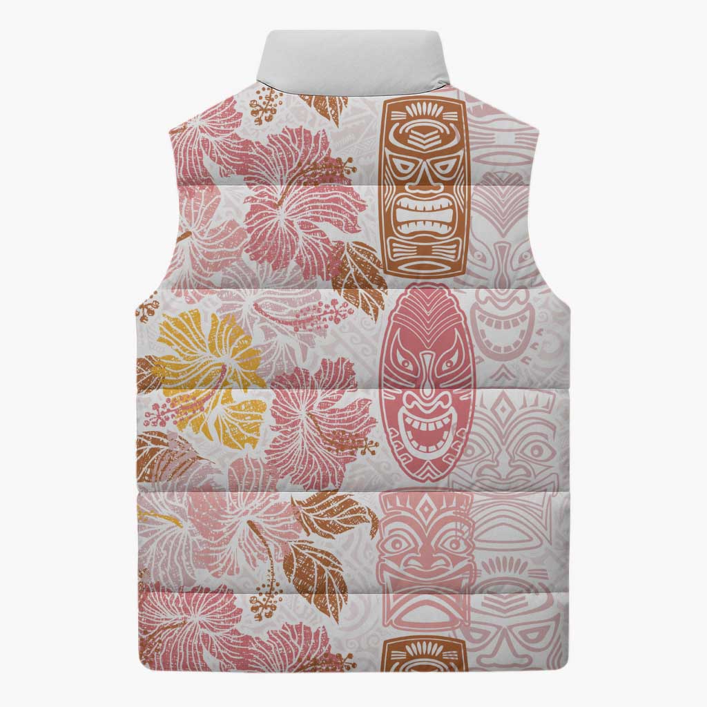 Christmas Aloha Hawaii Tiki Sleeveless Puffer Jacket Hibiscus Spring Colors - Polynesian Pride