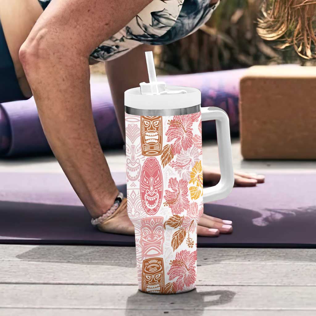 Christmas Aloha Hawaii Tiki Tumbler With Handle Hibiscus Spring Colors - Polynesian Pride
