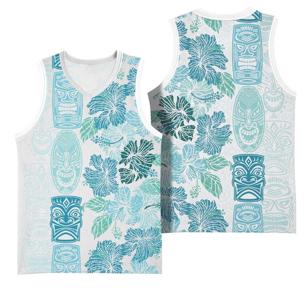 Christmas Aloha Hawaii Tiki Basketball Jersey Hibiscus Summer Colors - Polynesian Pride