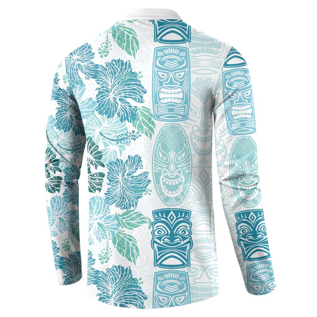 Christmas Aloha Hawaii Tiki Button Sweatshirt Hibiscus Summer Colors - Polynesian Pride