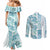 Christmas Aloha Hawaii Tiki Couples Matching Mermaid Dress and Long Sleeve Button Shirt Hibiscus Summer Colors - Polynesian Pride