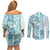 Christmas Aloha Hawaii Tiki Couples Matching Off Shoulder Short Dress and Long Sleeve Button Shirt Hibiscus Summer Colors - Polynesian Pride