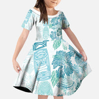 Christmas Aloha Hawaii Tiki Family Matching Long Sleeve Bodycon Dress and Hawaiian Shirt Hibiscus Summer Colors - Polynesian Pride