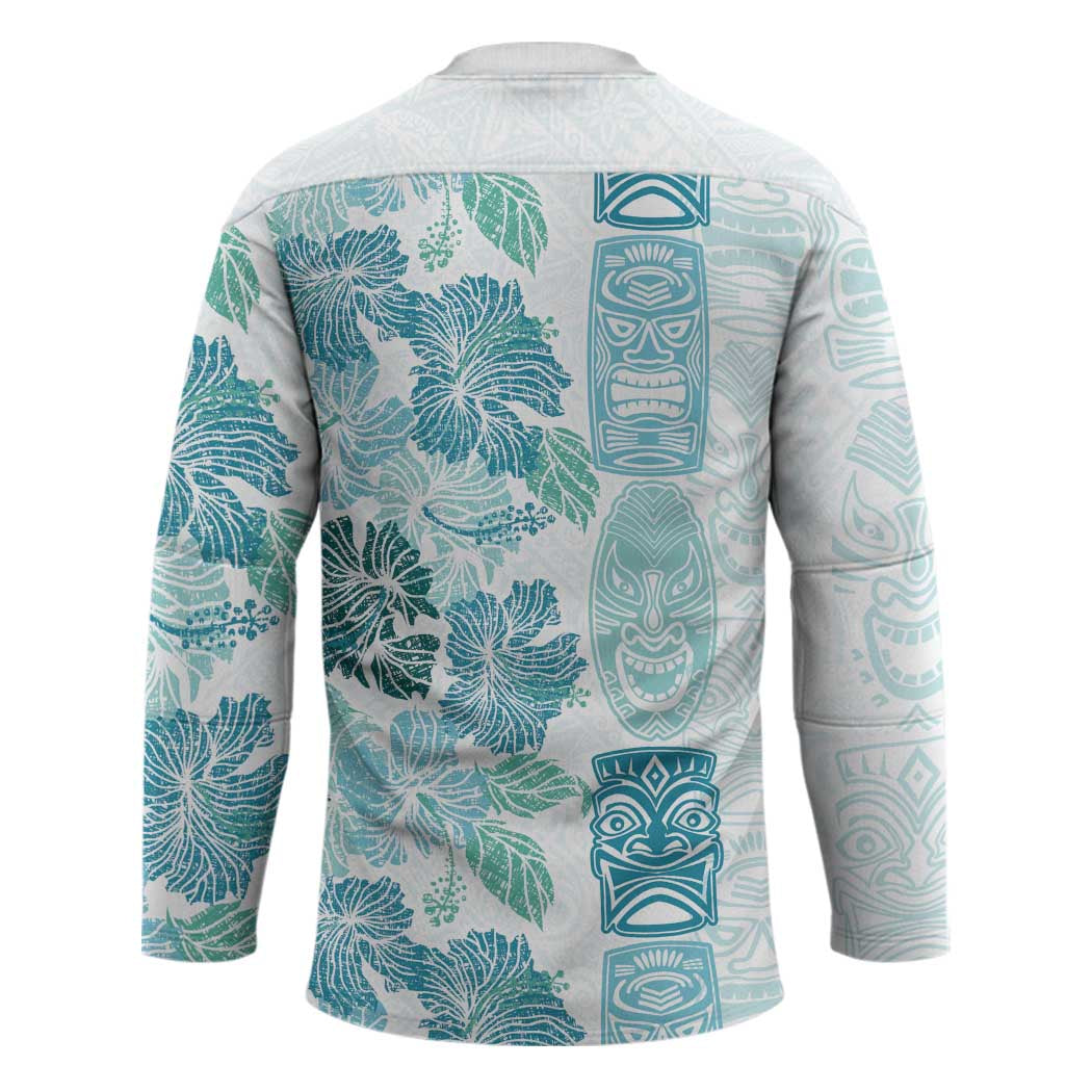 Christmas Aloha Hawaii Tiki Hockey Jersey Hibiscus Summer Colors - Polynesian Pride