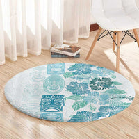 Christmas Aloha Hawaii Tiki Round Carpet Hibiscus Summer Colors - Polynesian Pride