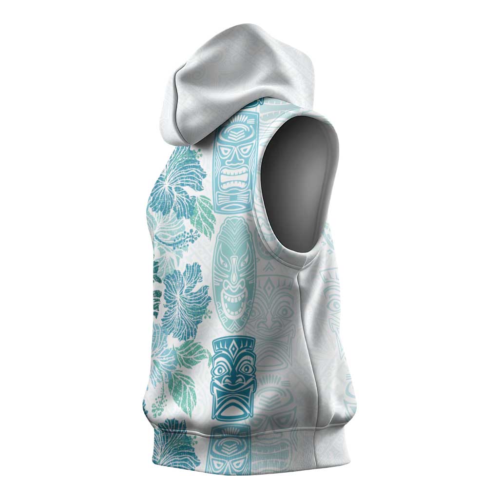 Christmas Aloha Hawaii Tiki Sleeveless Hoodie Hibiscus Summer Colors - Polynesian Pride