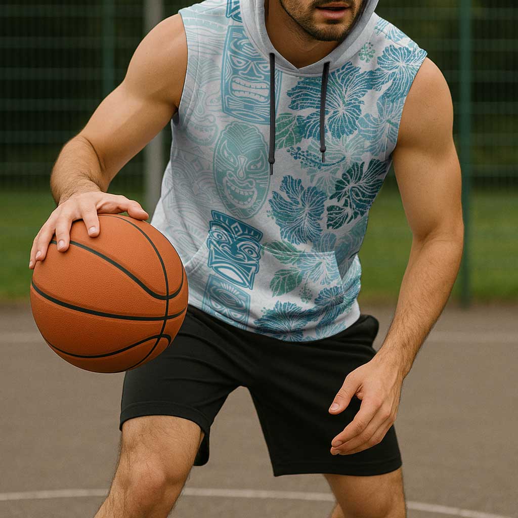 Christmas Aloha Hawaii Tiki Sleeveless Hoodie Hibiscus Summer Colors - Polynesian Pride