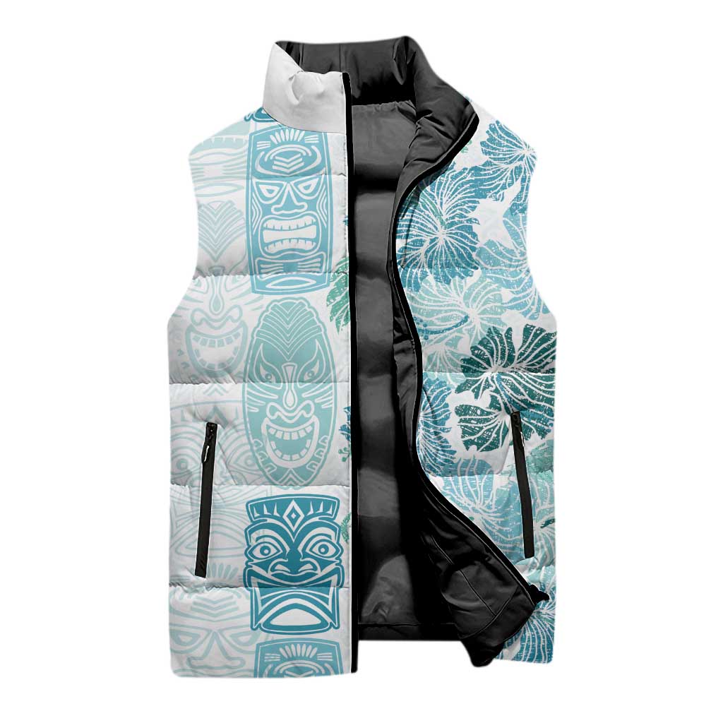 Christmas Aloha Hawaii Tiki Sleeveless Puffer Jacket Hibiscus Summer Colors - Polynesian Pride