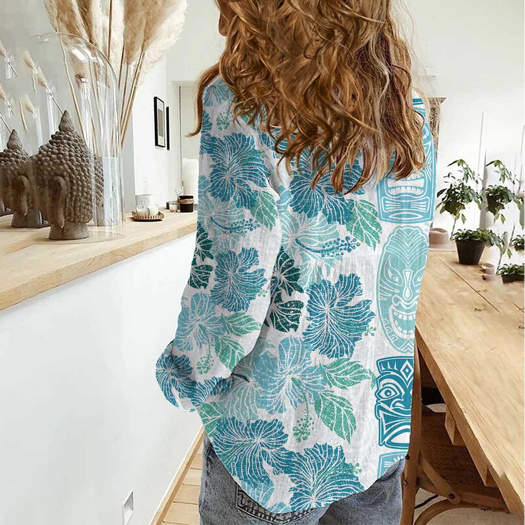 Christmas Aloha Hawaii Tiki Women Casual Shirt Hibiscus Summer Colors - Polynesian Pride