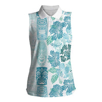 Christmas Aloha Hawaii Tiki Women Sleeveless Polo Shirt Hibiscus Summer Colors - Polynesian Pride