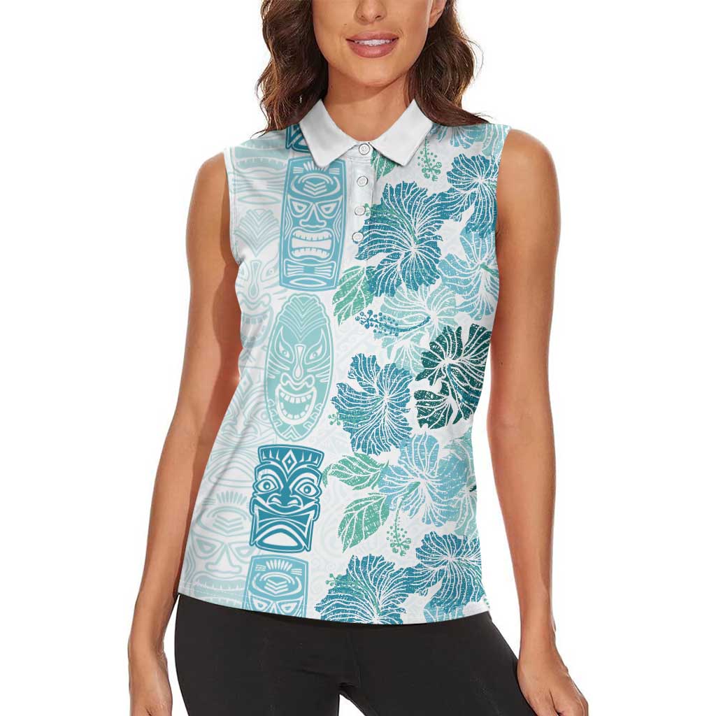 Christmas Aloha Hawaii Tiki Women Sleeveless Polo Shirt Hibiscus Summer Colors - Polynesian Pride