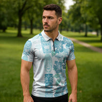 Christmas Aloha Hawaii Tiki Zipper Polo Shirt Hibiscus Summer Colors - Polynesian Pride