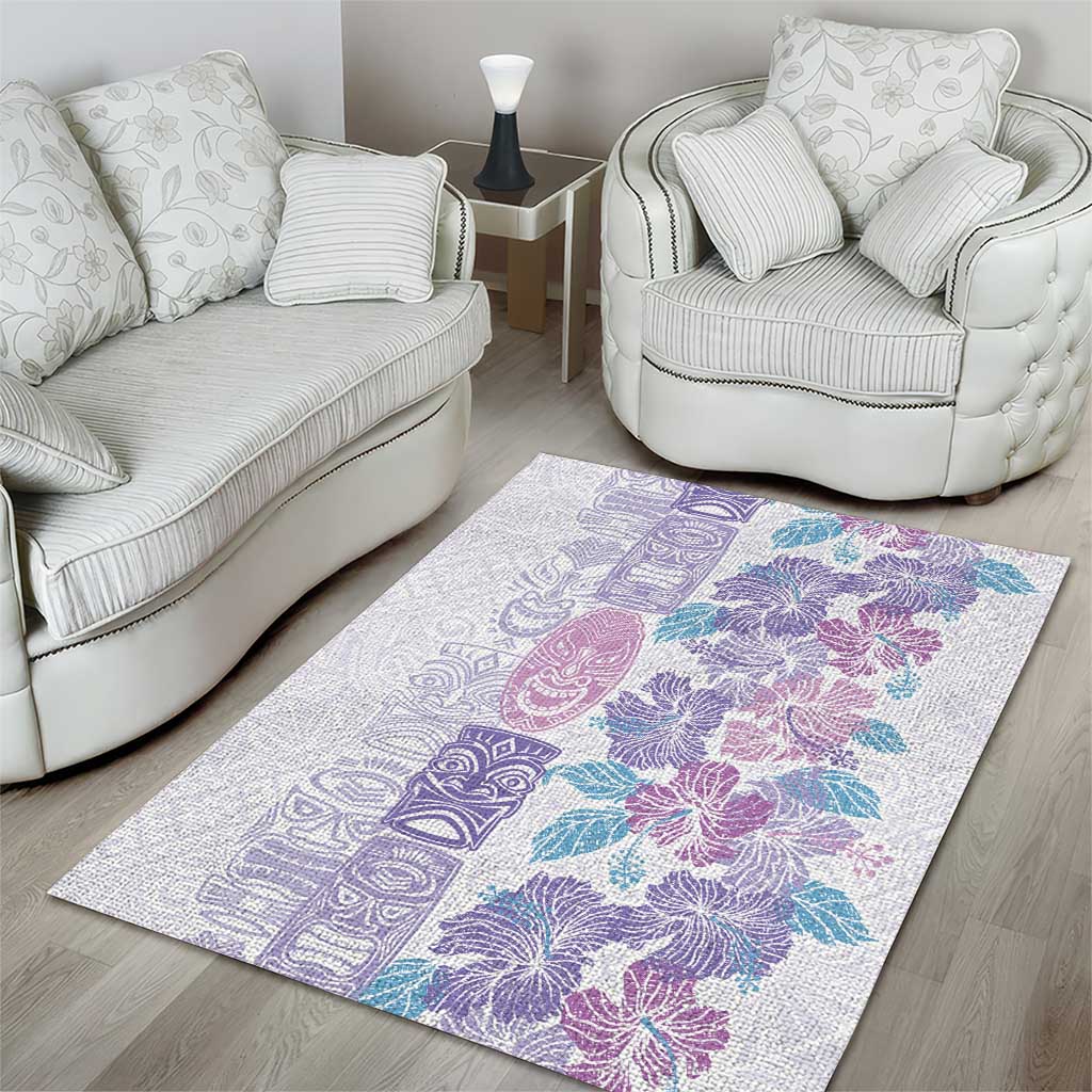 Christmas Aloha Hawaii Tiki Area Rug Hibiscus Winter Colors - Polynesian Pride