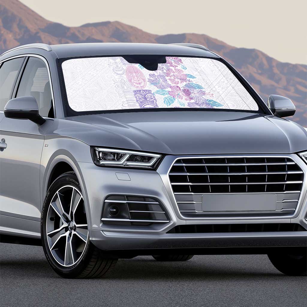 Christmas Aloha Hawaii Tiki Auto Sun Shade Hibiscus Winter Colors - Polynesian Pride