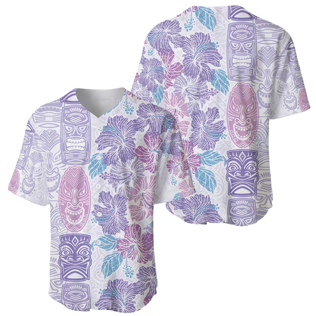 Christmas Aloha Hawaii Tiki Baseball Jersey Hibiscus Winter Colors - Polynesian Pride