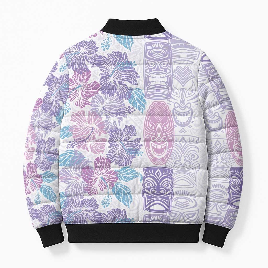 Christmas Aloha Hawaii Tiki Bomber Puffer Jacket Hibiscus Winter Colors - Polynesian Pride