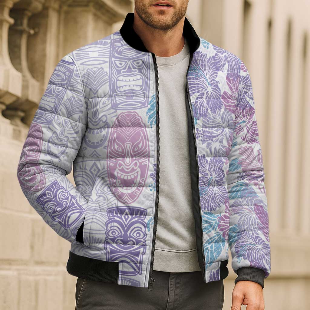 Christmas Aloha Hawaii Tiki Bomber Puffer Jacket Hibiscus Winter Colors - Polynesian Pride
