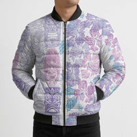 Christmas Aloha Hawaii Tiki Bomber Puffer Jacket Hibiscus Winter Colors - Polynesian Pride