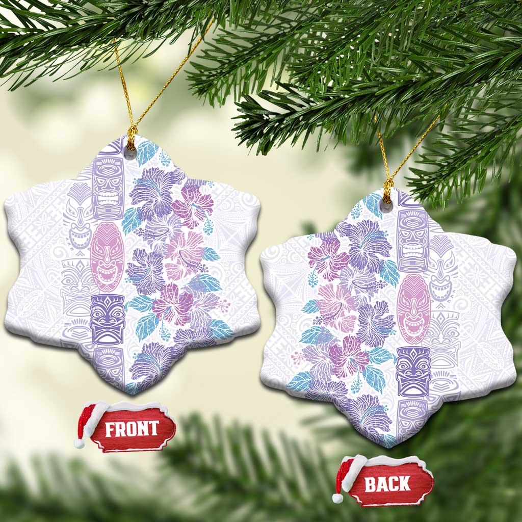 Christmas Aloha Hawaii Tiki Ceramic Ornament Hibiscus Winter Colors - Polynesian Pride