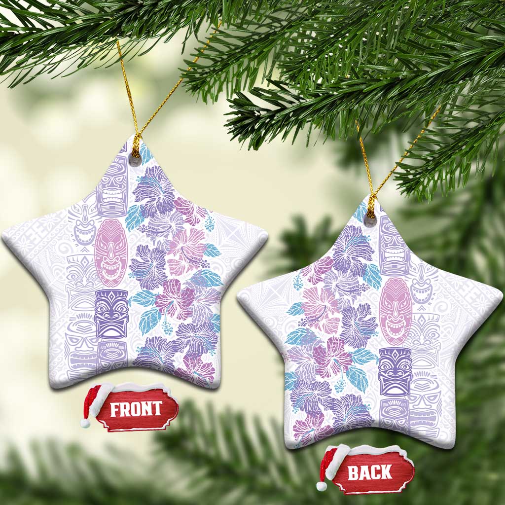 Christmas Aloha Hawaii Tiki Ceramic Ornament Hibiscus Winter Colors - Polynesian Pride