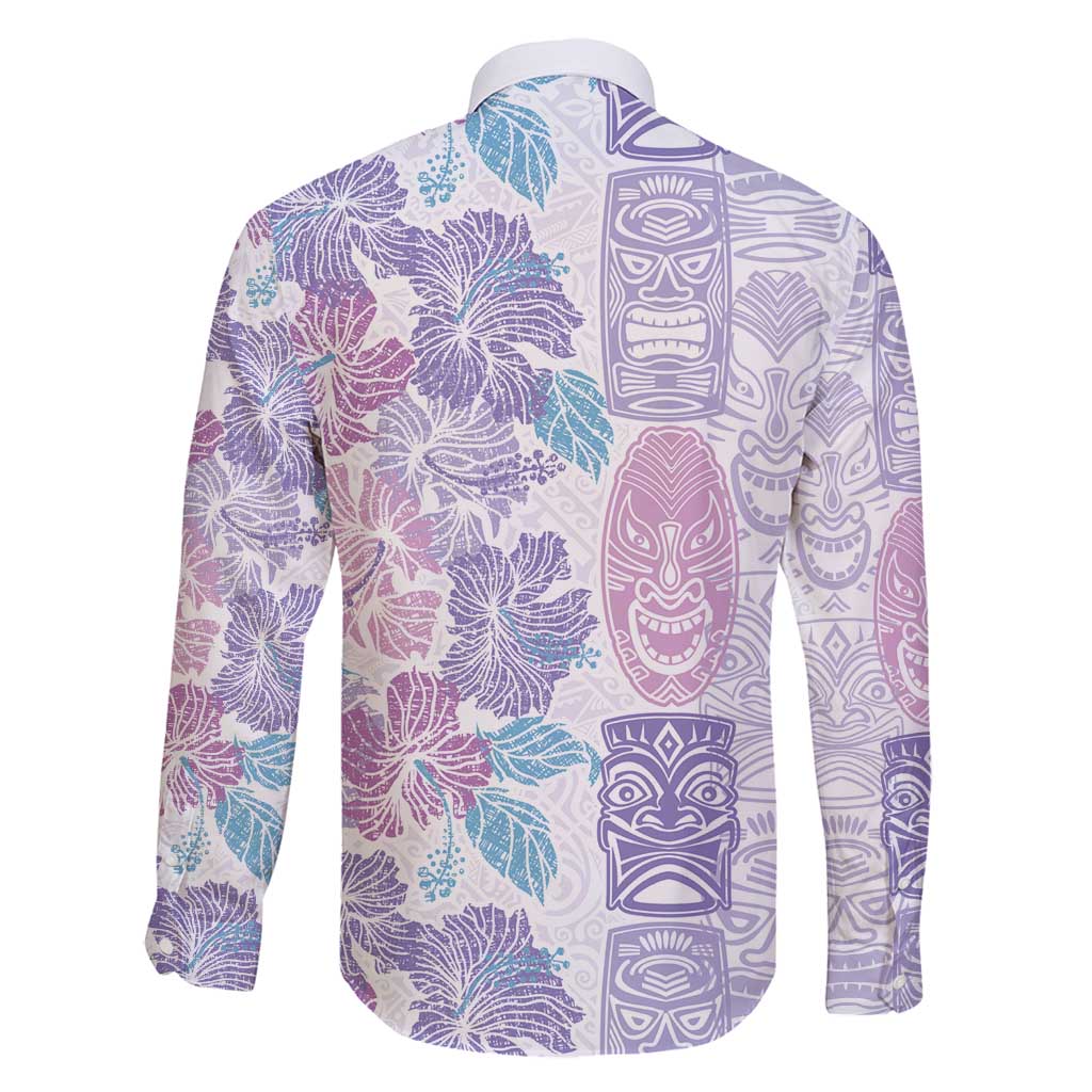 Christmas Aloha Hawaii Tiki Family Matching Long Sleeve Bodycon Dress and Hawaiian Shirt Hibiscus Winter Colors - Polynesian Pride