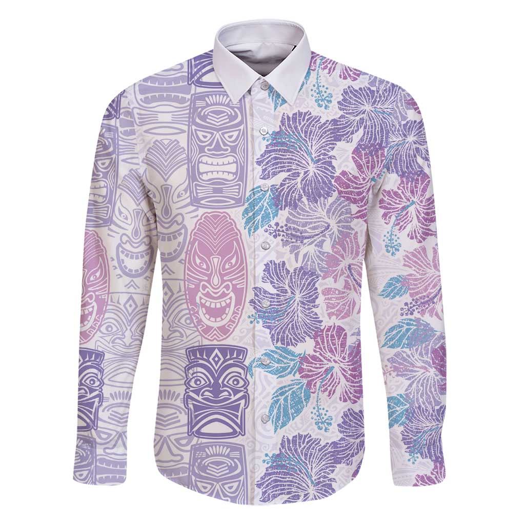 Christmas Aloha Hawaii Tiki Family Matching Puletasi and Hawaiian Shirt Hibiscus Winter Colors - Polynesian Pride