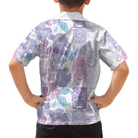 Christmas Aloha Hawaii Tiki Family Matching Short Sleeve Bodycon Dress and Hawaiian Shirt Hibiscus Winter Colors - Polynesian Pride