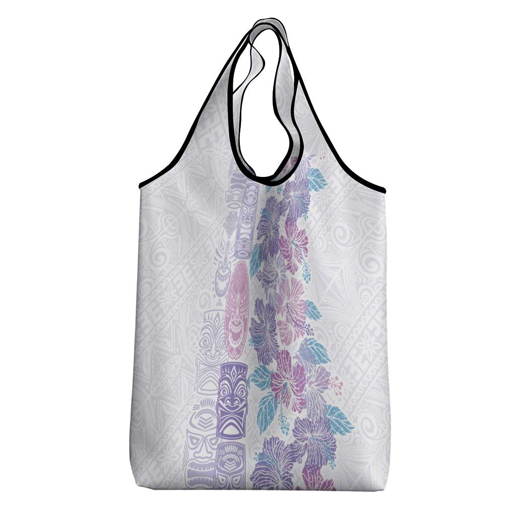 Christmas Aloha Hawaii Tiki Grocery Bag Hibiscus Winter Colors - Polynesian Pride