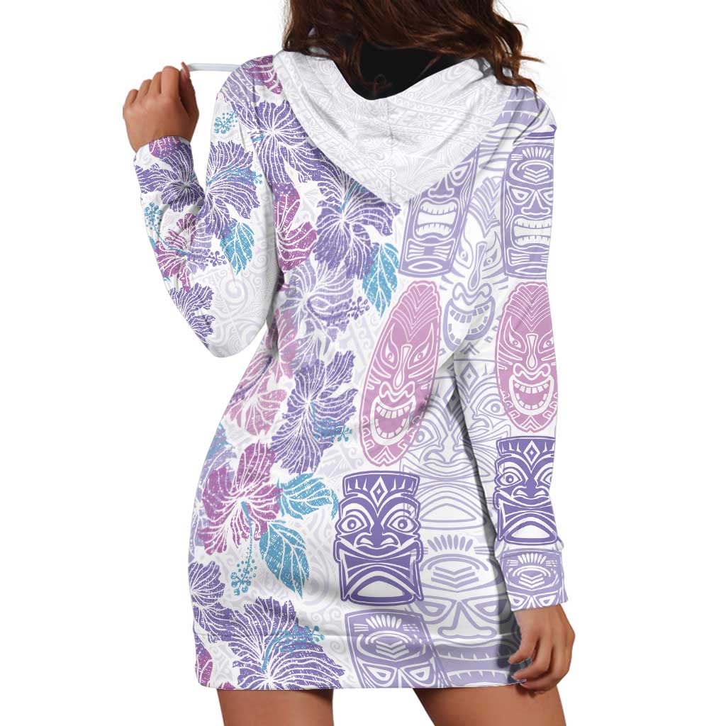 Christmas Aloha Hawaii Tiki Hoodie Dress Hibiscus Winter Colors - Polynesian Pride