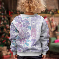 Christmas Aloha Hawaii Tiki Kid Ugly Christmas Sweater Hibiscus Winter Colors - Polynesian Pride
