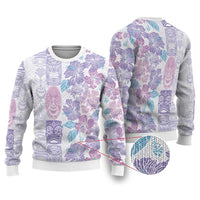 Christmas Aloha Hawaii Tiki Ugly Christmas Sweater Hibiscus Winter Colors - Polynesian Pride